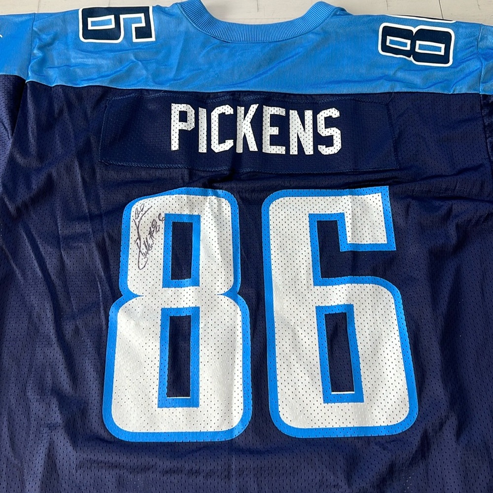 Signed Carl Pickens Titans Puma Jersey